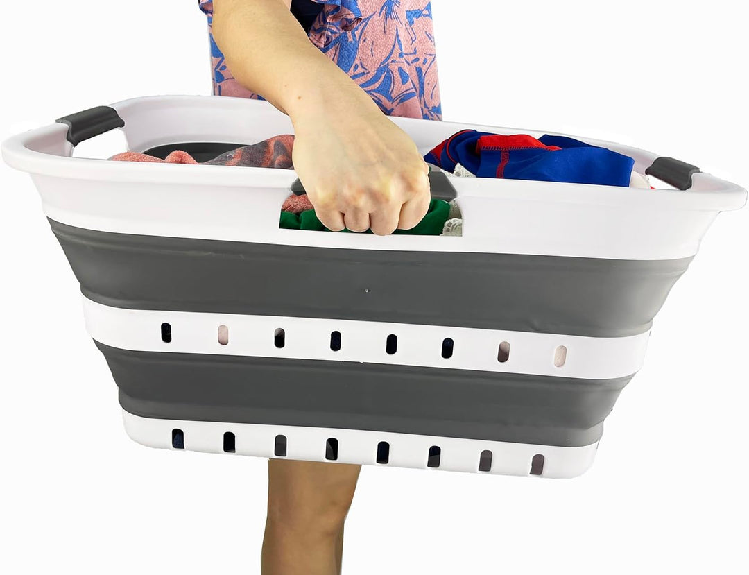 SAMMART Collapsible Plastic Laundry Basket - Foldable Pop Up Storage Container/Organizer - Portable