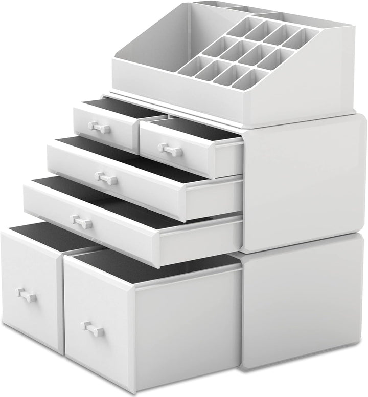 Readaeer Makeup Organizer/Kosmetik Aufbewahrungsbox/Schmink Aufbewahrungskasten in 3 Lagen mit 6 Sch