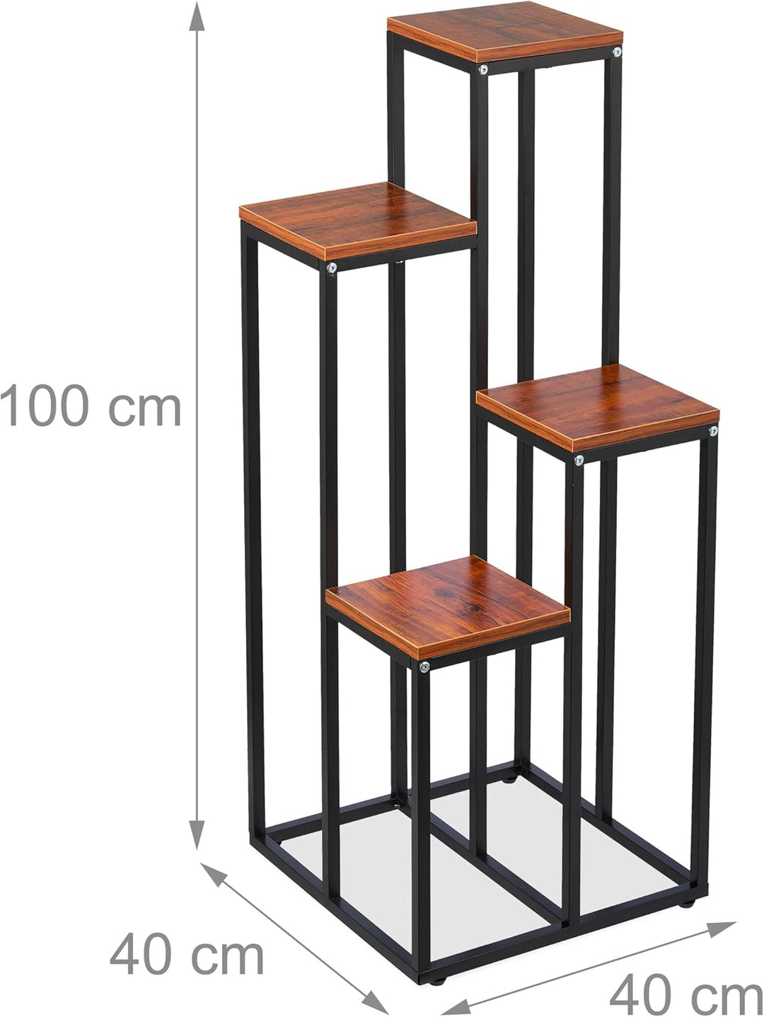 Relaxdays Pflanzenständer Blumentreppe, 4 Ablagen, HxBxT: 80 x 40 x 40 cm, platzsparend, Stahl, MDF,