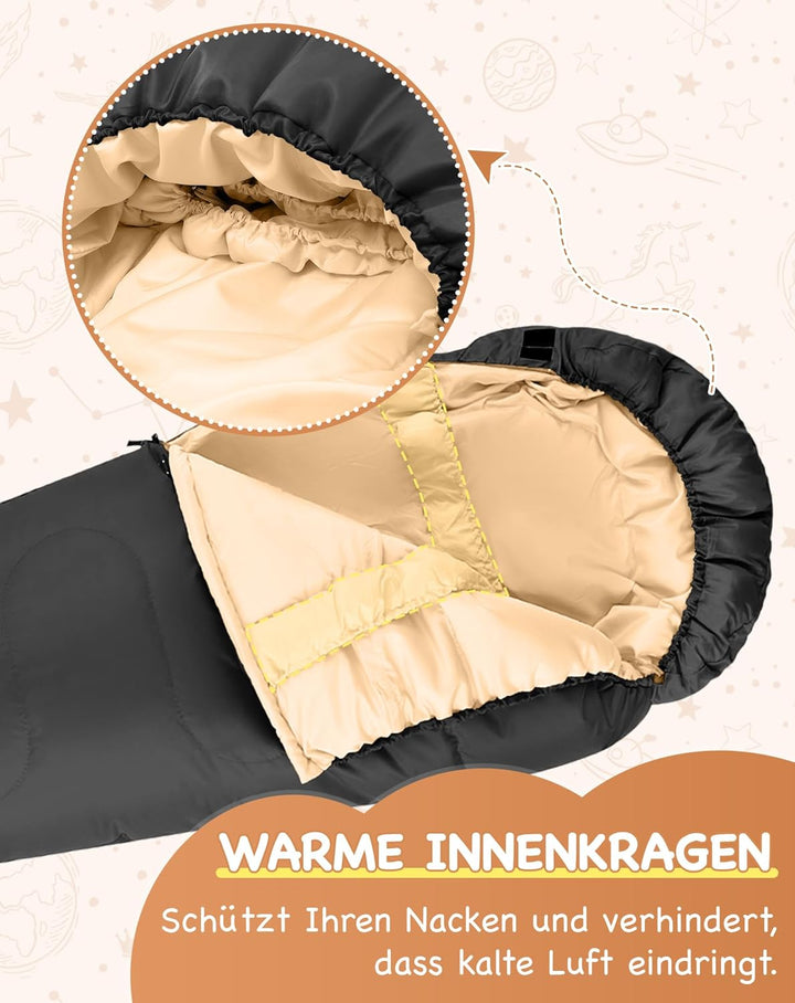 KingCamp Schlafsack Mumienschlafsäcke mit Kapuze 3-4 Jahreszeiten Warmer für Kinder & Erwachsenen be