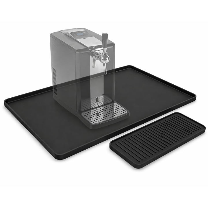 Silikon Matte für Bierzapfanlage 2er Set Schwarz 60 x 40 cm und 40 x 20 cm, rutschfeste Bar Unterlag