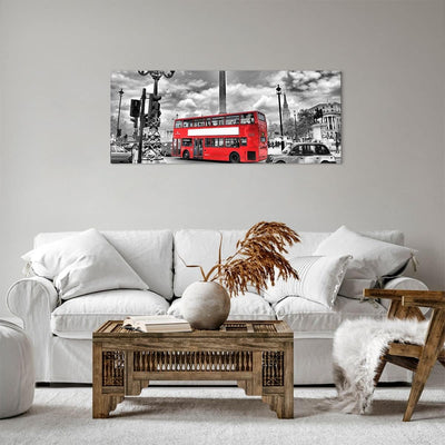 Panorama Bilder auf Leinwand 100x40cm Leinwandbild Trafalgar Platz Taxi London Gross Wanddeko Bild S