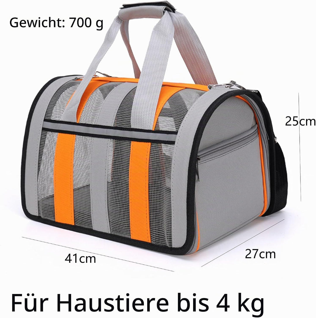 Transporttasche für Katze Hund, mit reflektierenden Streifen, mit atmungsaktivem Mesh, Faltbare katz