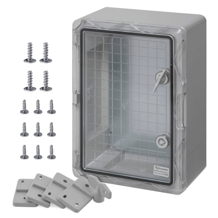 BOXEXPERT® Verteilerkasten aussen wasserdicht [ABS Kunststoff IP65 Gehäuse inkl. Sichttür] grau (Ser
