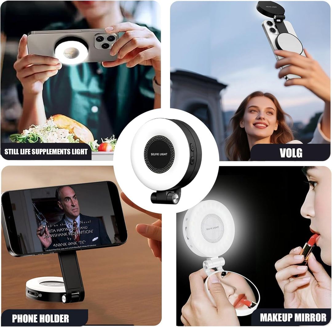Magnetisches Handy Ringlicht, Selfie Licht mit 3 Farbtemperaturen CRI95 360° 2500k-9000k, Videoleuch