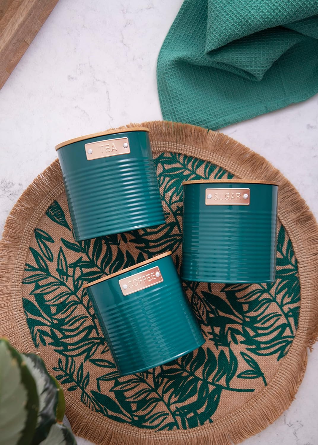 KitchenCraft Lagerung Kanister, Teal, 3 Stück, Geschenk-Box Klar, Klar