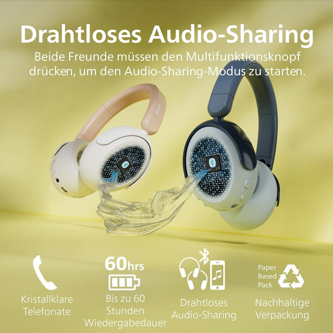 Philips TAK5500RT 5500-Serie geräuschunterdrückende, kabellose, ohraufliegende Bluetooth-5.4-Kopfhör