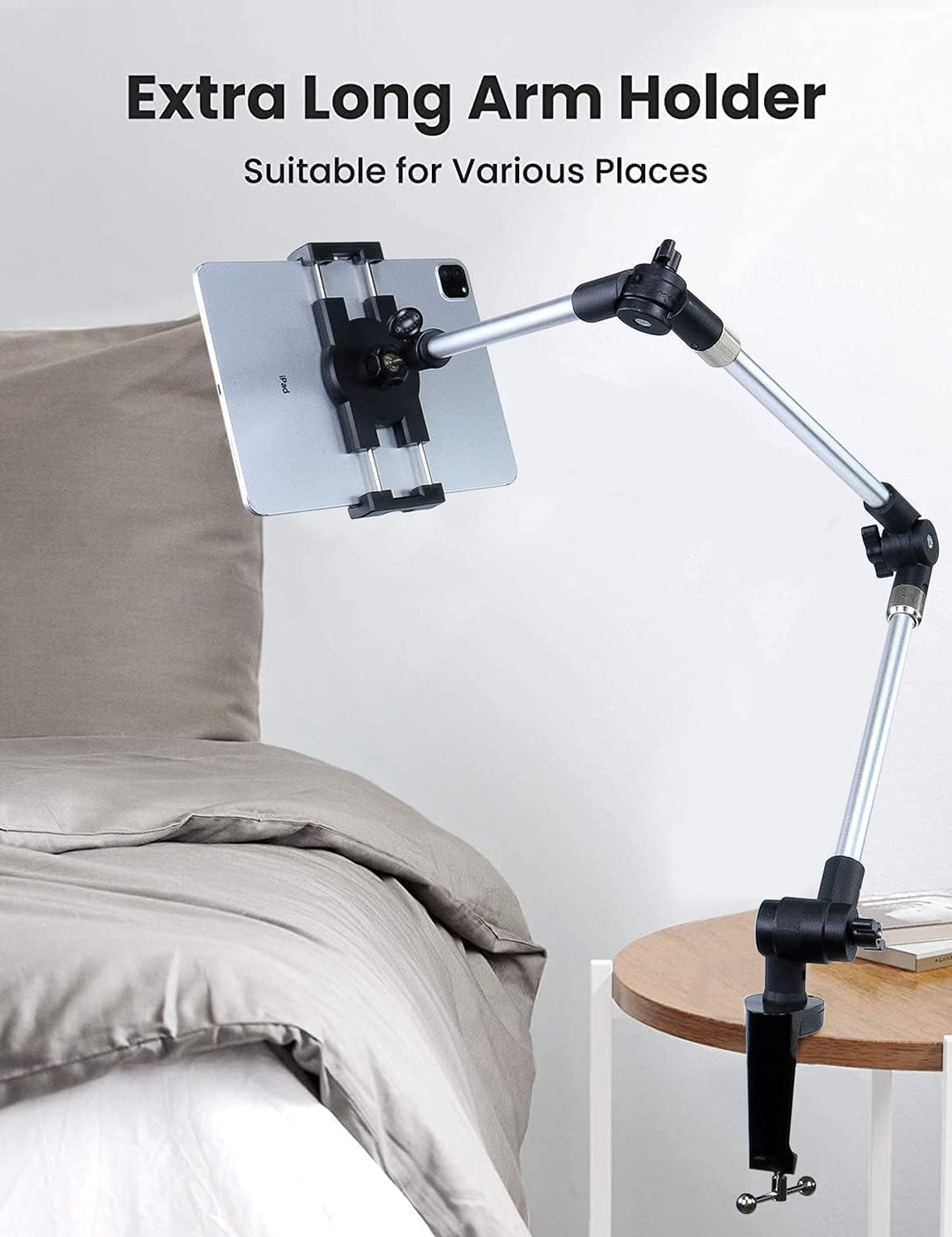 Metall langem Arm Tablet Halter, woleyi Verstellbare Tablet Ständer für Bett Schreibtisch Küche, Fle