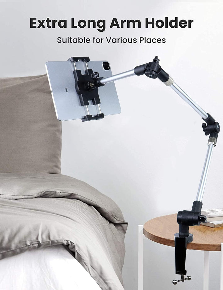 Metall langem Arm Tablet Halter, woleyi Verstellbare Tablet Ständer für Bett Schreibtisch Küche, Fle