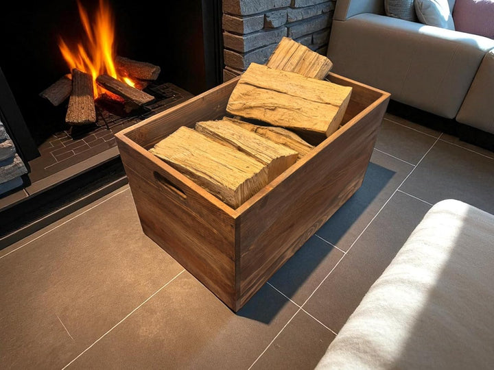 weeco Holz-Aufbewahrungstruhe mit Rollen, 73 x 45 x 40 cm, Kiefernholz, Braun, Multifunktionale Lage