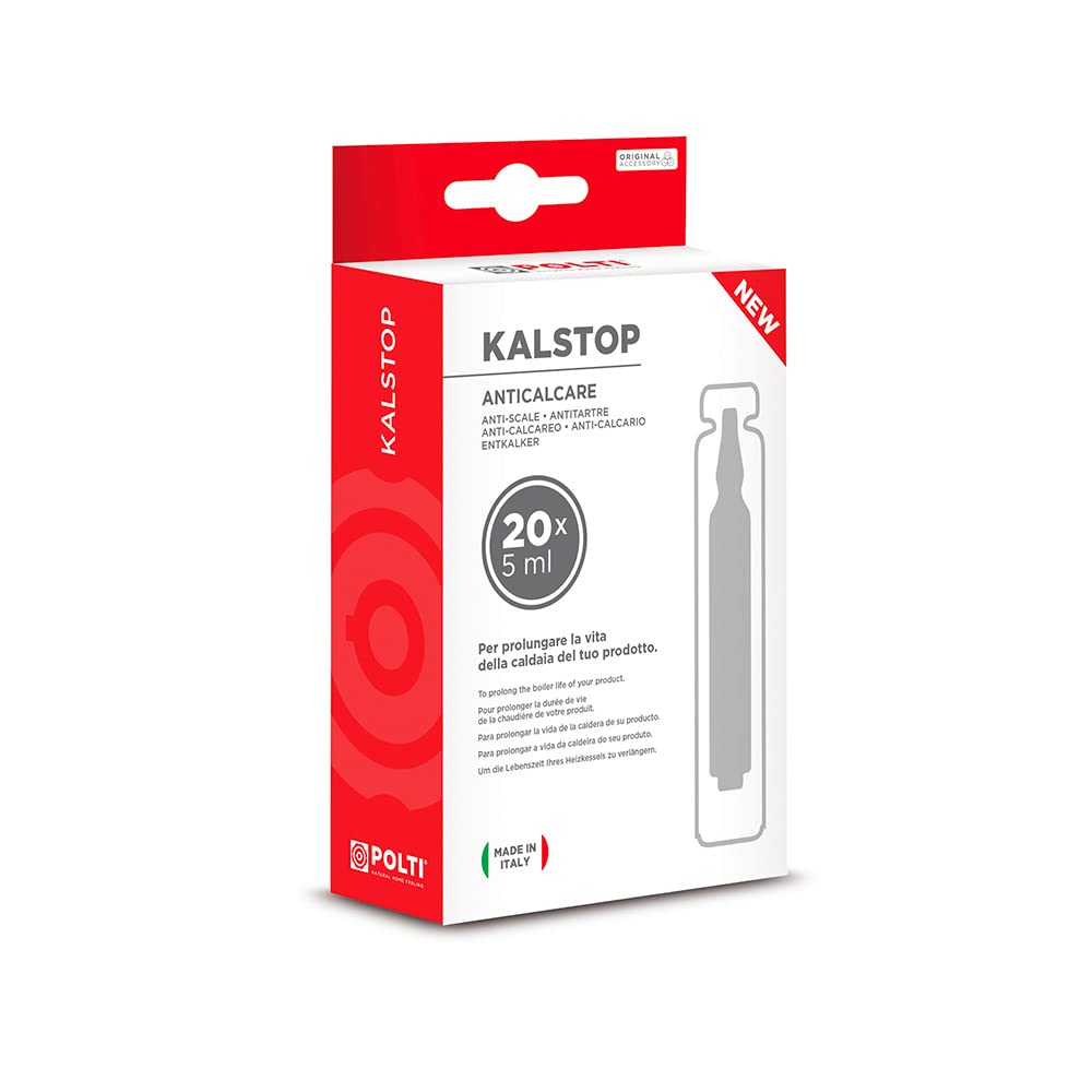 POLTI Kalstop PAEU0094, Biologisch abbaubarer Kalkentferner für Kesselgeräte, 20 Einwegfläschchen à