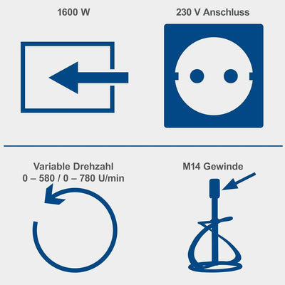 Scheppach Rührwerk PM1600 (Handrührwerk, 1600 Watt, Stablänge: 550mm, Rührkorb-Ø: 140mm, Drehzahlreg