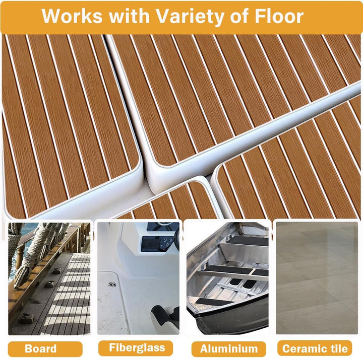 Hzkaicun Eva Schaum Boot 240x17/41/60/90 cm, Teakholz Eva Schaum Bodenbelag, Selbstklebende Deck Tep