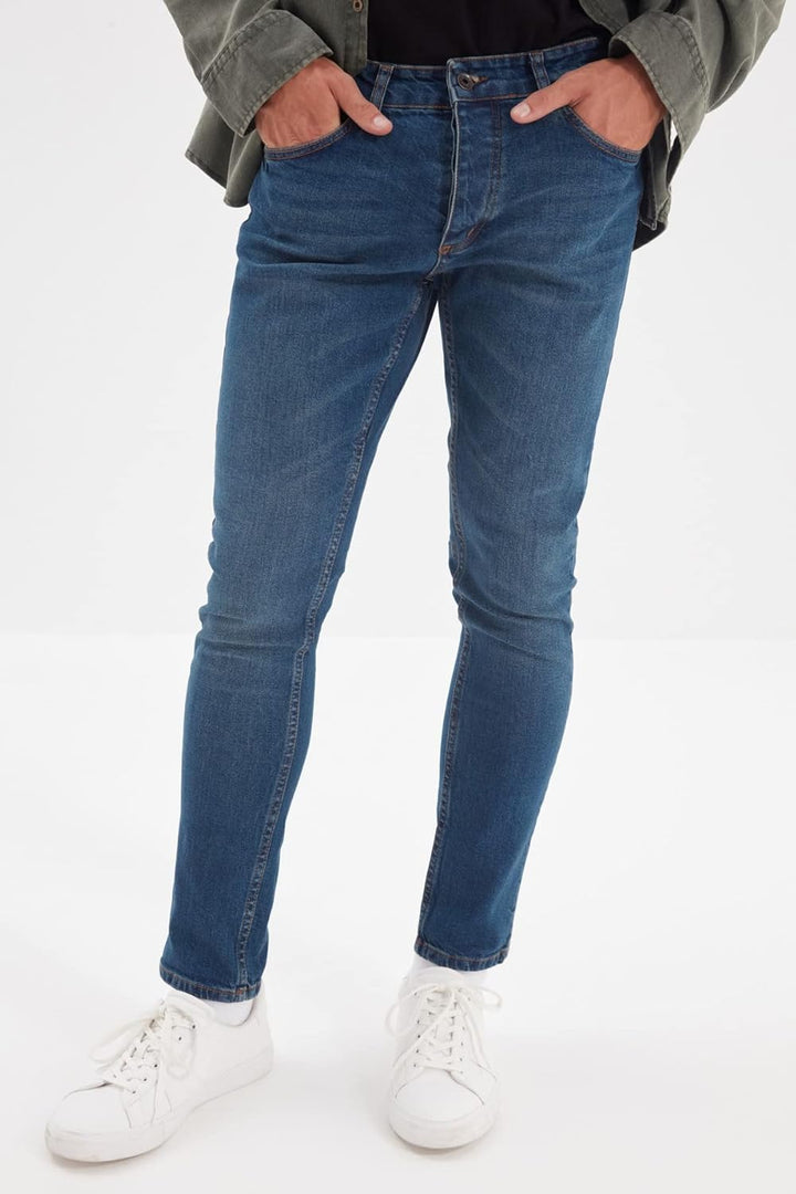 TRENDYOL Herren Indigo Männliche Dünne Jeans 33 Indigo, 33 Indigo