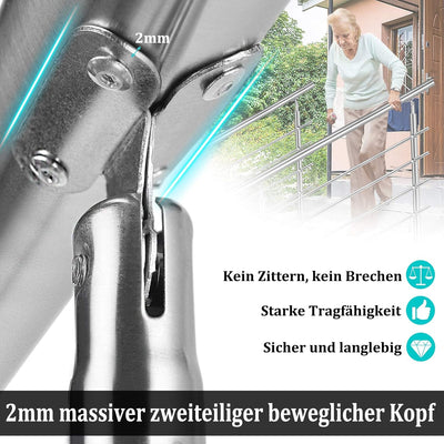 Aufun Edelstahl Handlauf 180cm Treppengeländer Innen und Aussen mit 2 Pfosten für Treppen, Brüstung,