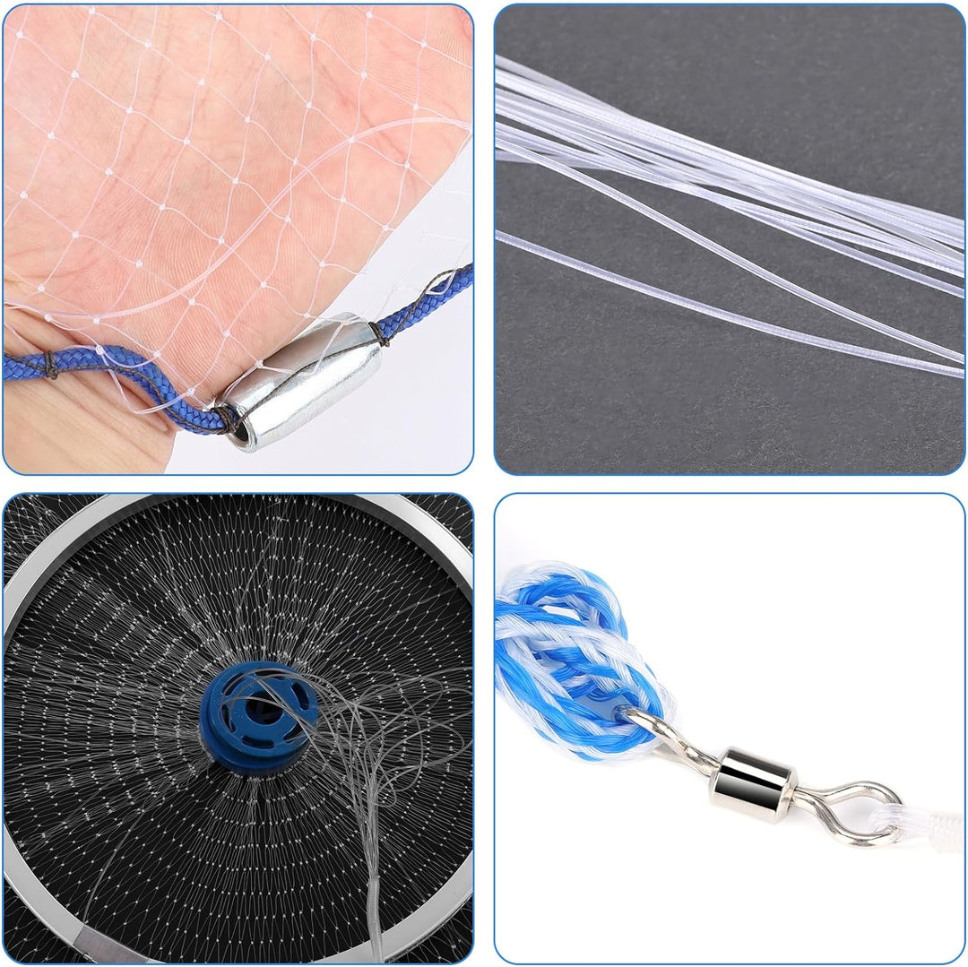 Cocoarm Fischernetz Hand Überwurf Angelnetz aus Nylon Angeln Net Tragbares Erweiterbar Nylon Mesh Ne