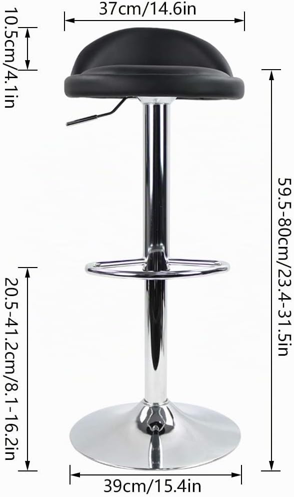 KKTONER Barhocker Tresenhocker höhenverstellbar 60-80cm mit Fussstütze PU Leder Schwarz, Schwarz
