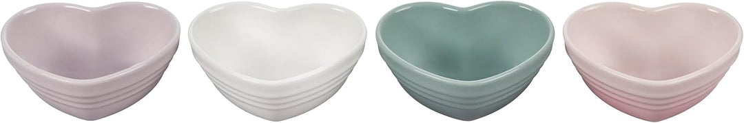 Le Creuset Mini-Herz-Schalen aus Steingut, 4 Stück, gemischte Farben