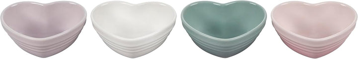 Le Creuset Mini-Herz-Schalen aus Steingut, 4 Stück, gemischte Farben