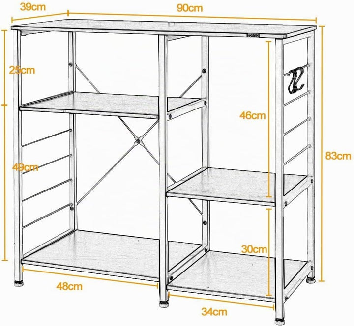 soges Bäckerregal Küchenregal Standregal Mikrowellenhalter Bäcker Regal Haushaltsregal mit 3 Ablagen