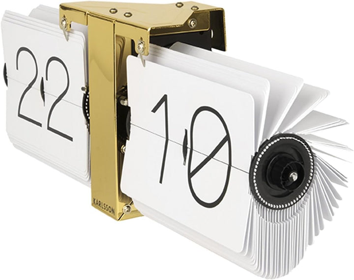 Karlsson KA5601WH Flip Uhr No Case Weiss, Standfuss Messingf, Metall, White, 8.5 x 36 x 14 cm