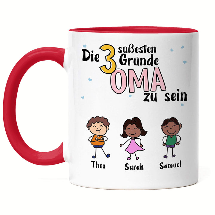 Oma Tasse Rot Geburtstag Personalisiert für Oma Enkel Enkelin Baby Geschenk Kinder Oma Geschenk Mutt
