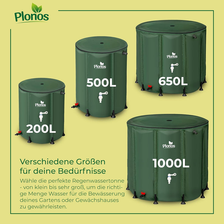 Regentonne Regenfass 200 L Mit Auslaufhahn PVC UV Beständig 70 x 60 cm Grün, 200