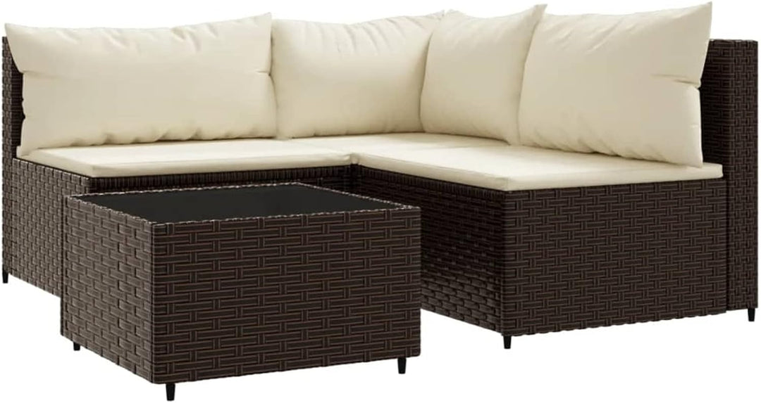 Tidyard 4-TLG. Gartensofa Gartenmöbel Set Garten-Sofagarnitur Garten-Lounge-Set mit Kissen Gartenlou