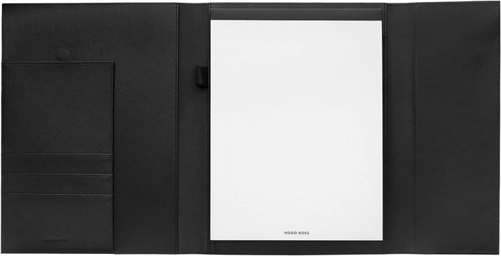 Hugo Boss Schreib-Set Tintenroller Gear Pinstripe und A4 Schreibmappe Pinstripe in der Geschenkbox,