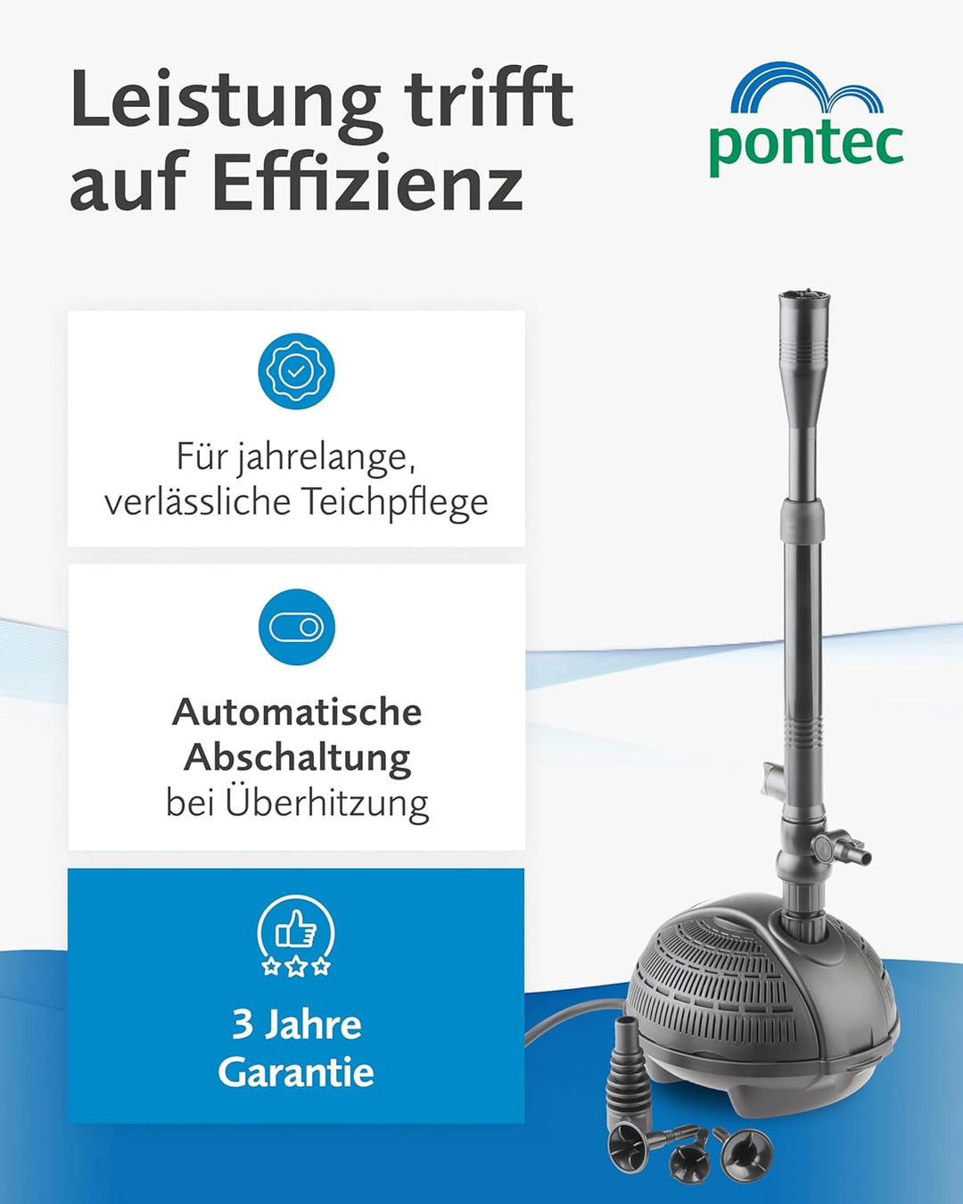 Pontec 56477 PondoVario 3500 - Wasserspielpumpe für den Einsatz in Gartenteich und Zierbrunnen / Tei