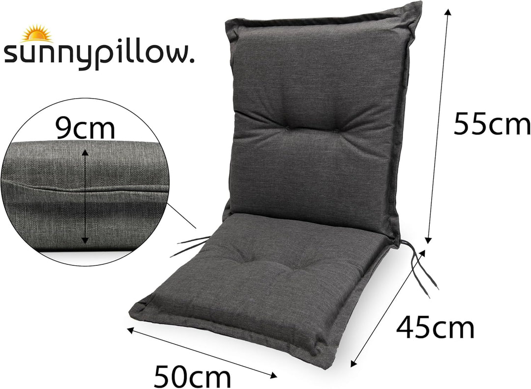 sunnypillow Stuhlauflagen Niedriglehner 100 x 50 (2er Set) - Gartenstuhlauflage Extra Dicke 9cm - Au