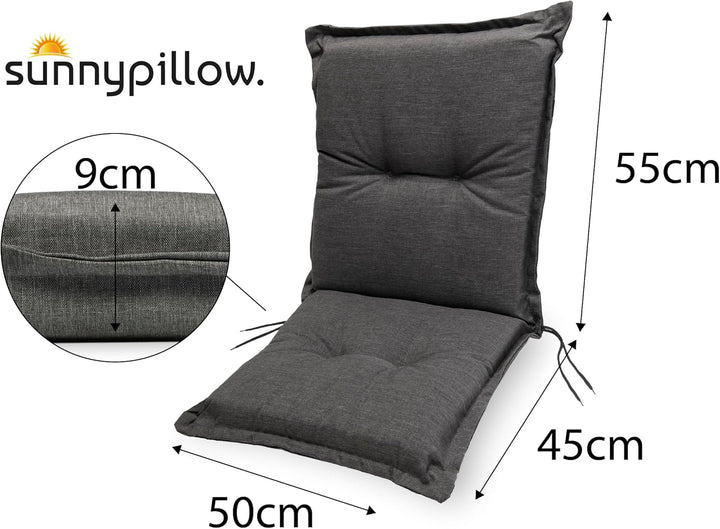 sunnypillow Stuhlauflagen Niedriglehner 100 x 50 (2er Set) - Gartenstuhlauflage Extra Dicke 9cm - Au