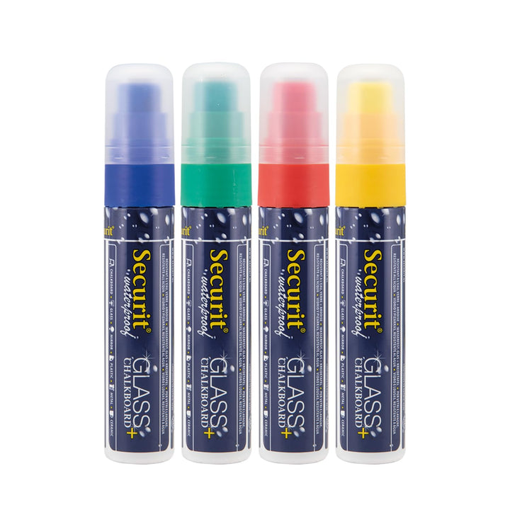 Securit SMA820-V4 Kreidemarker Waterproof Large, 4er Etui Multicolor, Multicolor