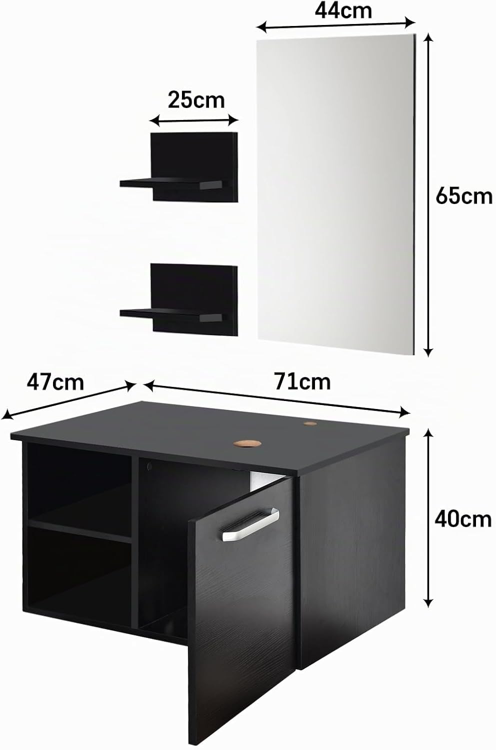 YU YUSING Badmöbel Set Waschbeckenunterschrank Badezimmerschrank mit Unterschrank Spiegel, Badezimme