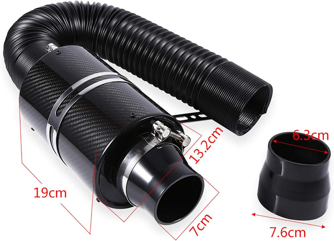 TKSE Induktions Kit, Universal Luftfilter, Universal Auto 3 "Carbon-Faser-Kaltluftfilter-Zufuhr beil