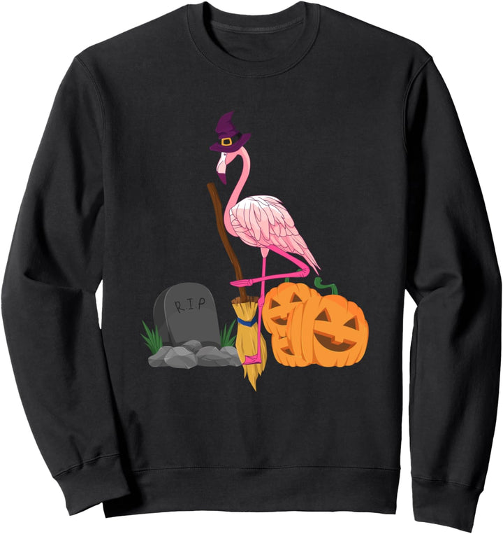 Flamingo-Hexenreitbesen - lustiger Kürbis Sweatshirt