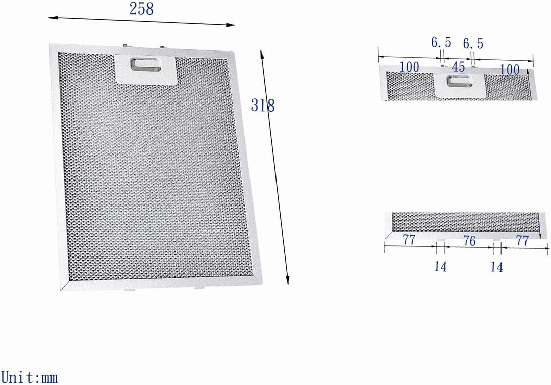 Amazinpure Metallgewebefilter kompatibel mit Baumatic Zanussi Lamona Dunstabzugshaube/Abzugsgebläse
