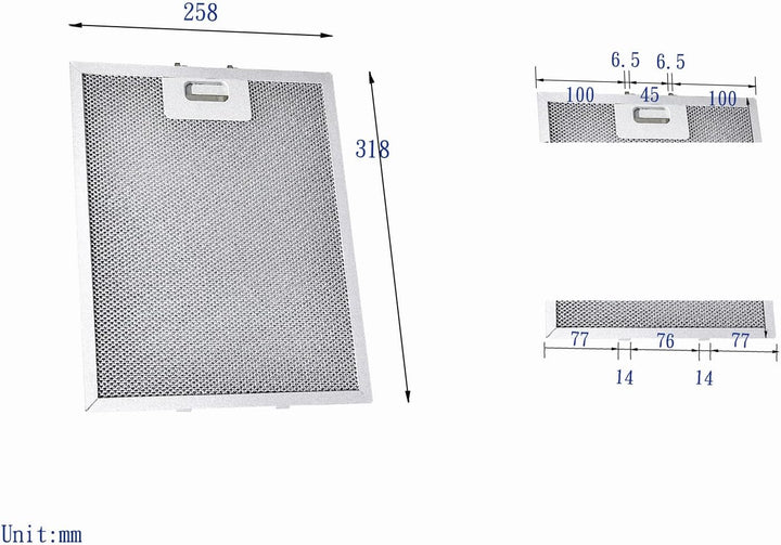 Amazinpure Metallgewebefilter kompatibel mit Baumatic Zanussi Lamona Dunstabzugshaube/Abzugsgebläse