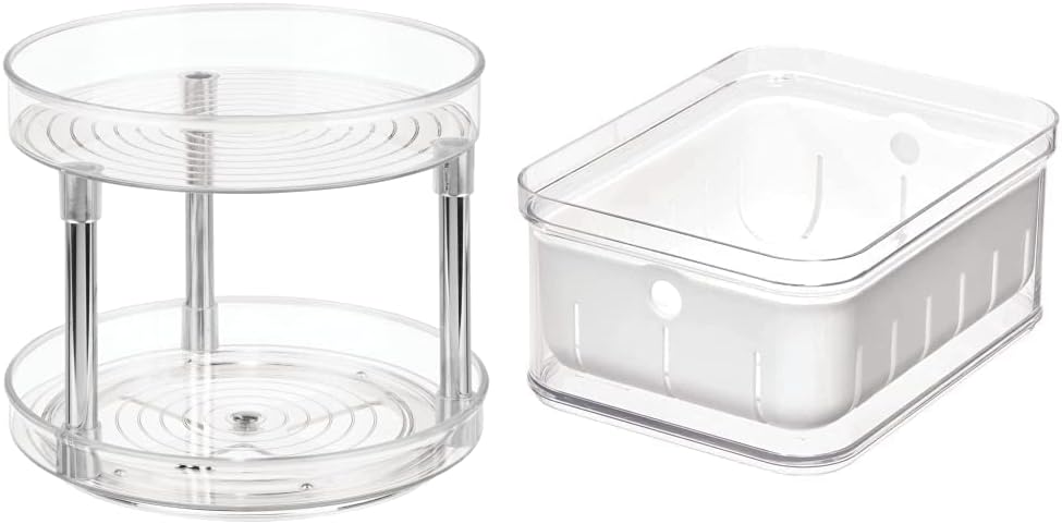 iDesign 56600 Küchen Organizer, grosser Drehteller mit 2 Ebenen aus BPA-freiem Kunststoff 23 cm & 71