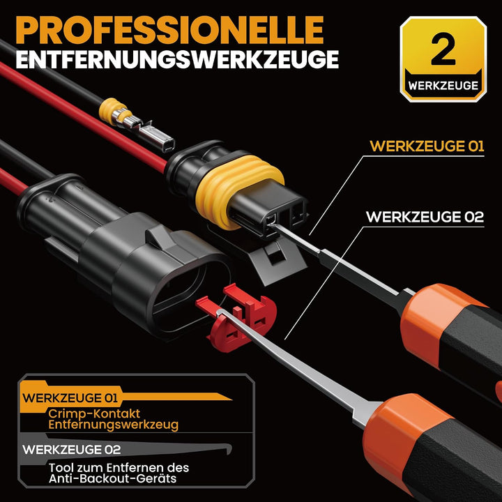 SOMELINE Crimpzange Wasserdicht Kfz Stecker Set, 1–6 Polig Kfz Steckverbinder, 0,34–2,5mm² Crimpzang