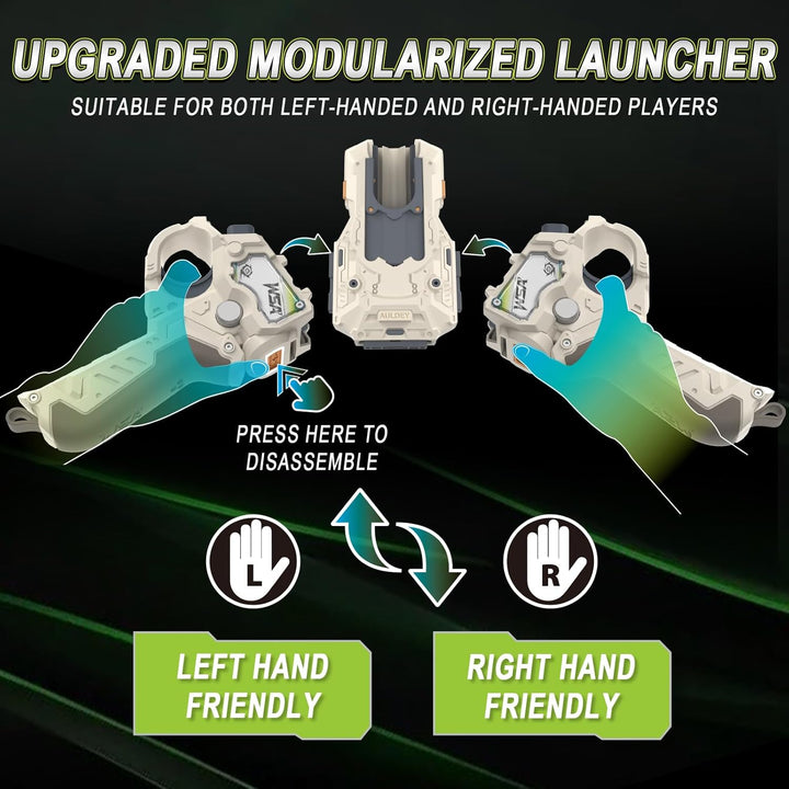 INFINITY NADO S7 Kreisel 2PCS mit 2 modularer kreiselwerfer, Metallkreisel Typ Verteidigung/Ausdauer
