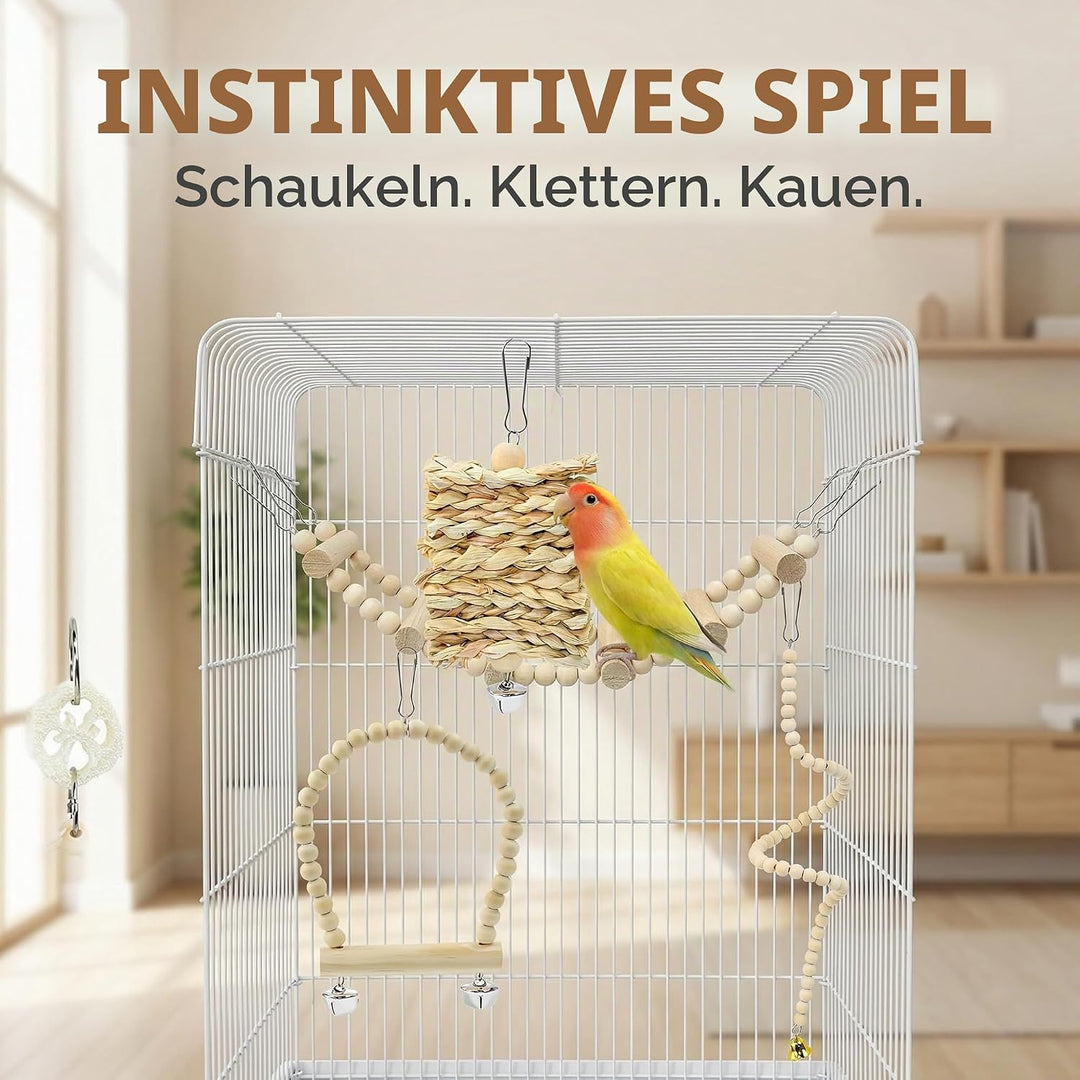 Vogel Spielzeug Käfig Papageien Spielzeug Natur 19 Stück Vogelspielzeug Hängend Vogel zubehör Hängem