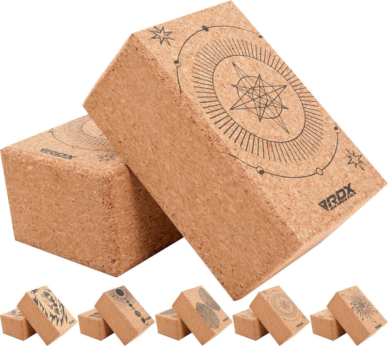 RDX Yoga Cork Block Set, High Density Eva Schaumstoff Rutschfester Blöcke, Leichtes Yogaklotz für Kö