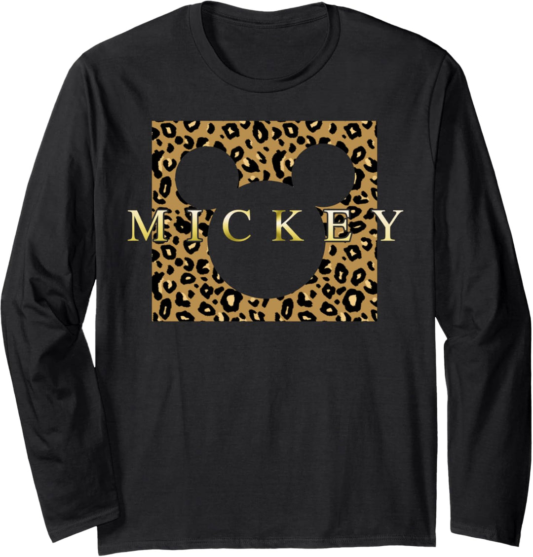 Disney Mickey Mouse Goldfarbene Geparden-Druckbox Langarmshirt