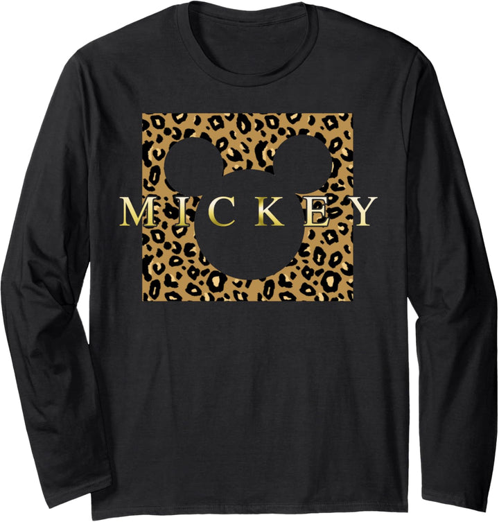 Disney Mickey Mouse Goldfarbene Geparden-Druckbox Langarmshirt