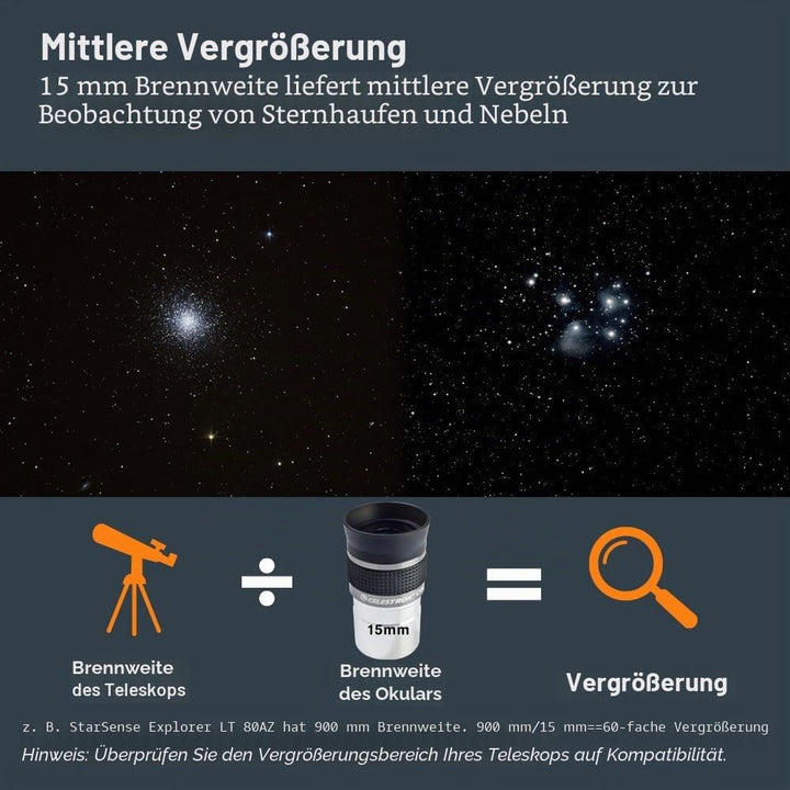 Celestron 93320 1-1/4-15 mm Omni Serie Okular, 15 mm