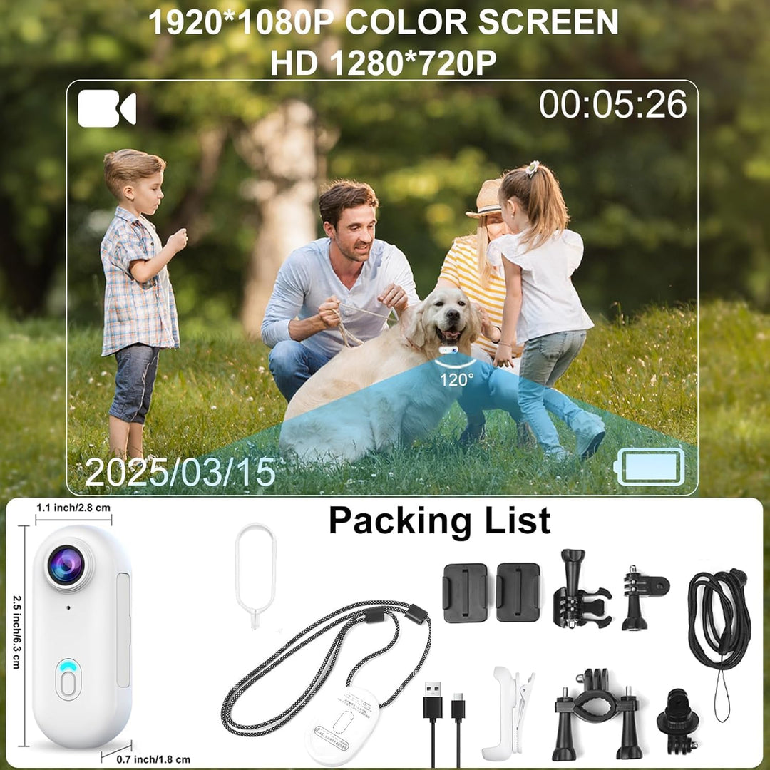 OBEST Mini Action Cam 360 Action Kamera WiFi Bodycam Körperkamera 1080P Wasserdicht Motorrad Helmkam