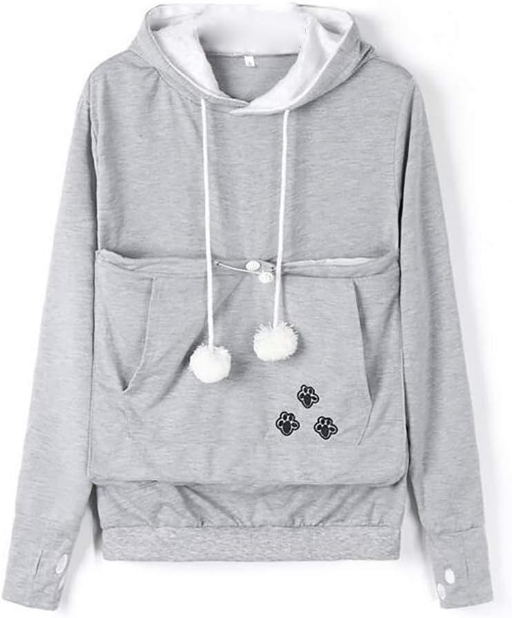 Inlefen Frauen Hoodie Sweatshirt Herbst und Winter Lange Ärmel Grosse Tasche Hoodie Pullover Kordelz