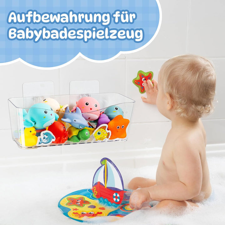 Imncya Badewannenspielzeug Aufbewahrung Transparent, Duschablage Ohne Bohren für Badezimmer Badewann