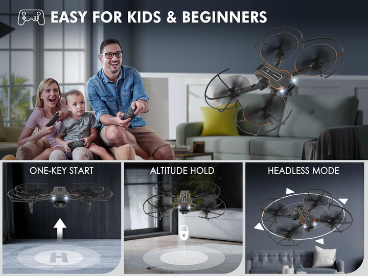 Drohne mit Kamera HD 720P für Kinder, RC Drone Quadcopter mit FPV WiFi Übertragung, Kopflos Modus, 3